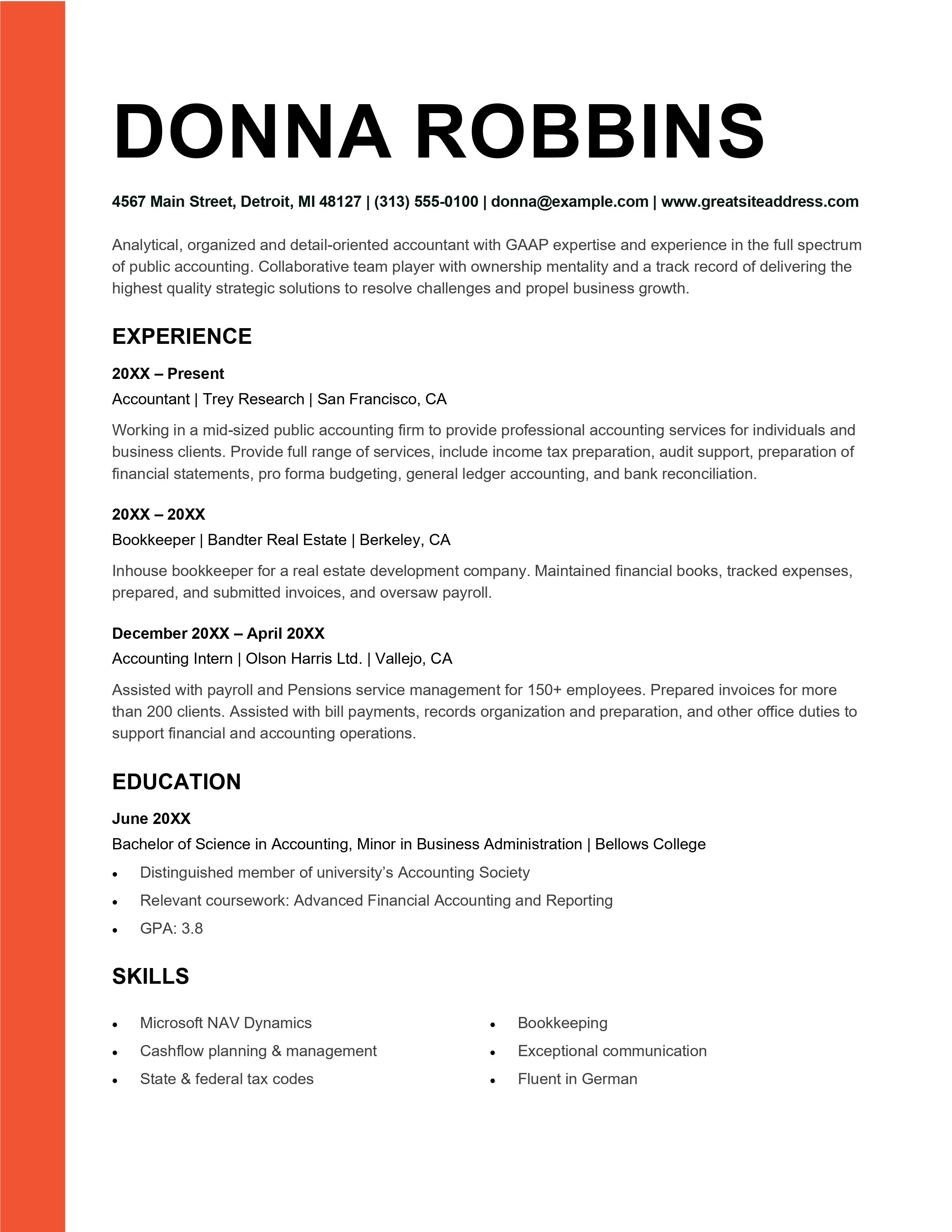 Modern Accounting Resume Template